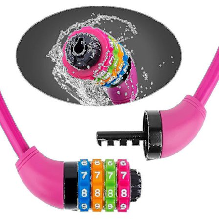 Cykelkabellås, cykelkabellås med 4-cifret kombinationslås i legering, nulstilbar kombination til børn (120 cm)