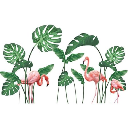 En uppsättning tropiska blad Flamingo väggdekaler väggklistermärke väggdekor för vardagsrum sovrum kontor