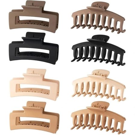 8 stk. Universelle Tykke Hårklemmer, Store Hårklemmer, Rektangulære Tykke Hårklemmer, Anti-Skrid Tykke Hårklemmer Voksenklemmer til Piger med Tykt...