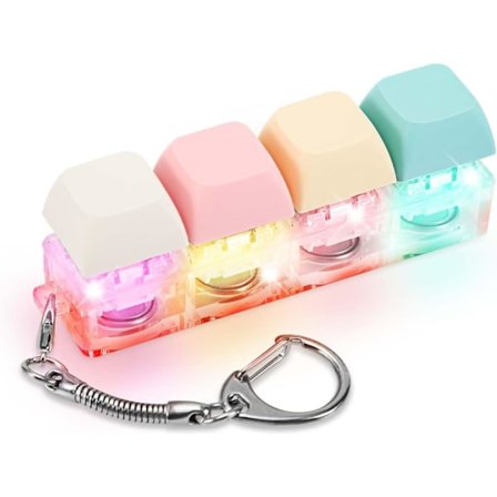 Fidget Tastatur Nøkkelring med LED Lys Tastatur Fidget Clicker Morsom Knapp Fidget Leke for Dekompresjon Dekorasjon Farge A