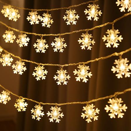 6M 40 LED 2 Lägen (Varmvit) Julsnöflinga Ljuskedja
