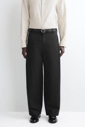 COS Pleated Cotton Relaxed-Fit Wide-Leg Trousers in Black - Men