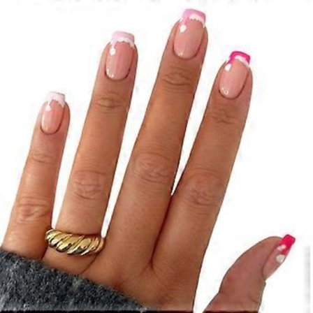 24 stk. jule-press-on negle, fransk tip, hat-design, falske negle, fuld dækning, blanke klæbe-negle til stilfulde kvinder