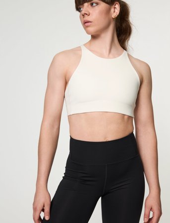 Girlfriend Collective Topanga Bra, Cross-Back - Beige - L