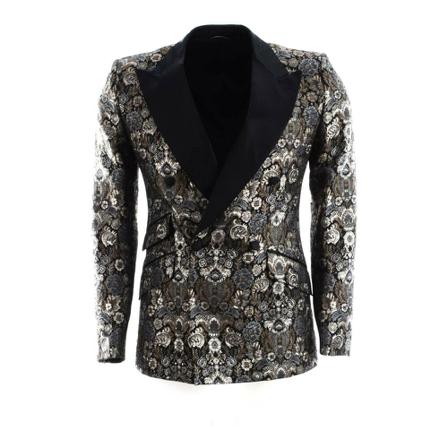 Dolce & Gabbana Embroidered Flowers Blazer Grå, Herre
