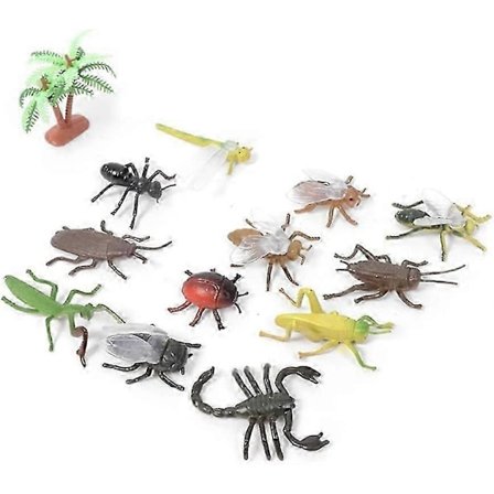 Falske insekter og krybdyr legetøj - Assorterede realistiske gummiinsekter - Pakke med 12