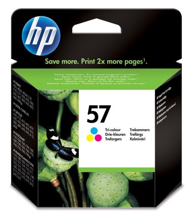 HP 57 - 17 ml - farge (cyan, magenta, gul) - original - blekkpatron - for Officejet 41XX, 42XX, 5605; Photosmart 14X, 71XX, 73XX, 7960; psc 1110,