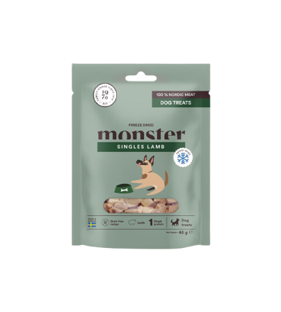 Monster Pet Food - Hundegodbiter frysetørket lam 45 g - Hund - Hundegodbiter & tyggebein - ZOO.no