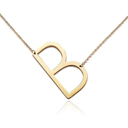 Stort initialhalsband i rostfritt stål 18K guldpläterat stort bokstavshalsband