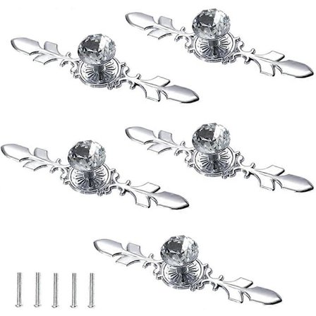 5 Delar Skåpknopp Diamant Dörrknopp Handtag med Tillbehörsskruvar, 170mm AVL