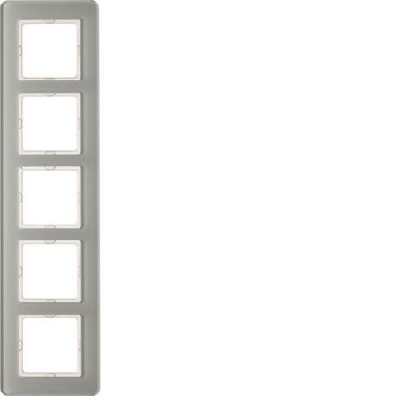 Hager 10156079 Dekkramme 5 rom, Q.7, glass Hvit, Strømbrytere & vegguttak