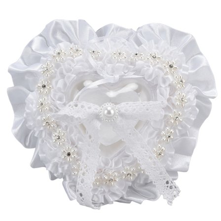 Romantisk hjerteformet rosenringæske med delikat blonde bryllupssmykkeetui