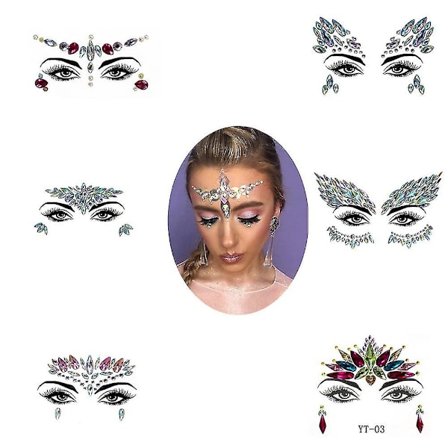 6 stk Halloween Noctilucent Face Gems Tattoo Sticker,cosplaya