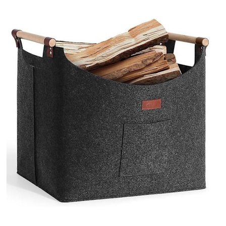 Peisvedkurv Stor, Filt Vedkurv Peisvedkurv Med Trehåndtak Kompatibel Med Vedkjøp Aviser -ES