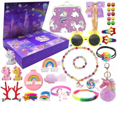 Unicorn Julekalender til Piger 2023 Jul, Skønheds Julekalender til Piger, 24 Dages Nyhedsgaver, Gave til Piger, Nedtælling C