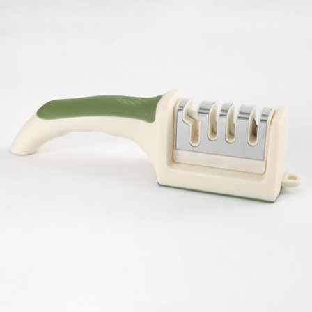 Velegnet til håndholdt multifunktionelt 4-trins hurtig knivsliber, med skridsikker base til køkkenknive (grøn 4-trins).