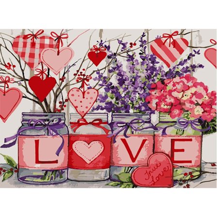 Diamantkunst-sæt til voksne til Valentinsdag, Kærlighed 5D diamantmaleri-sæt til begyndere, DIY fuld runde boremaskine diamant prikmaleri kunst, 