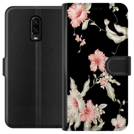 OnePlus 6T Lommeboketui Floral Mønster Svart