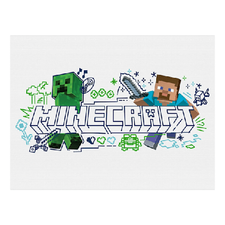 Minecraft Steve och Creeper Canvas Tryck 80cm x 60cm Vit/Blå