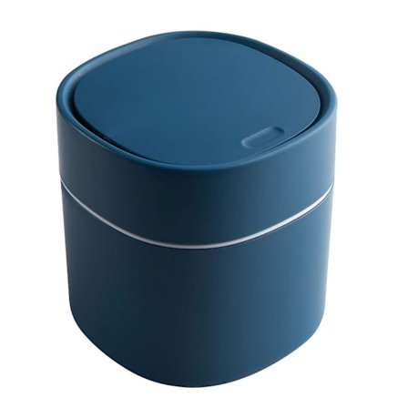 Bordavfallsbeholder med lokk, Mini søppelbøtte i plast, Liten bordavfallsbeholder for soverom, spisestuer, bad, kontorer osv. (Blå)