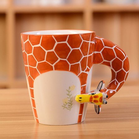 3D Håndmalt Keramisk Dyremønstret Kaffekopp (Giraff)