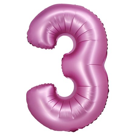 Sifferballong Satin Rosa 76cm "0-9" Siffra 3 - Kalaslagret.se