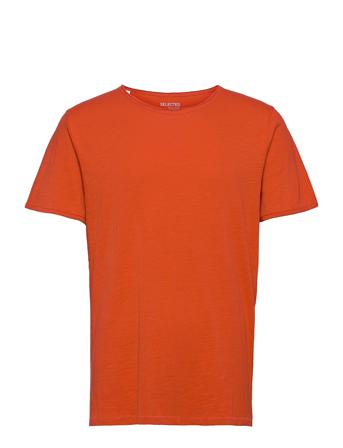 Slhmorgan Ss O-Neck Tee W T-shirts Short-sleeved Oransje Selected Homme