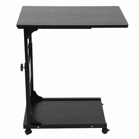 Bærbart multifunktionelt aftageligt laptopbord med hjul til seng, sofa, bøger, sort