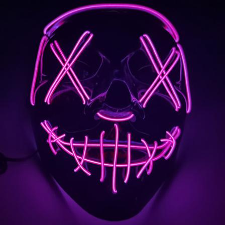 Halloween LED Mask Party Light Up Mixed Color Masque Glow In Da Pink