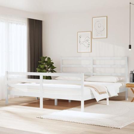 Vidaxl Sängram Vit Massiv Furu 180x200 Cm Vit