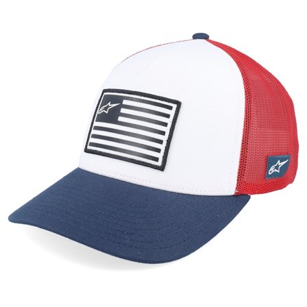 Alpinestars - Flag Hat Wht/Navy/Red Trucker Trucker White Cap - @ Hatstore