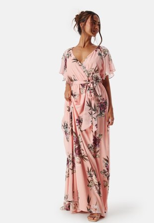 Goddiva Flutter Floral Maxi Dress Klær