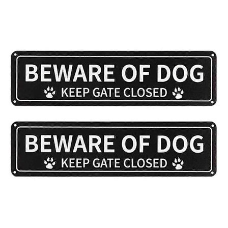 2-pak Advarsel Hund Skilt, 30x7,6 cm Rustfrit 0,1 cm Aluminium Skilt, Reflekterende, Falmebestandig, UV Beskyttet [qb]