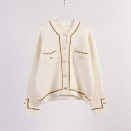 (farve:beige) Casual sweater cardigan formel knap strik frakke ele