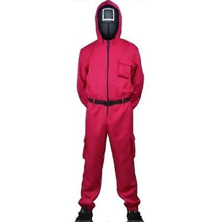Squid Game Halloween Jul Cosplay Kostyme Voksen Helkroppsdrakt Sett med Maske Belte og Hansker