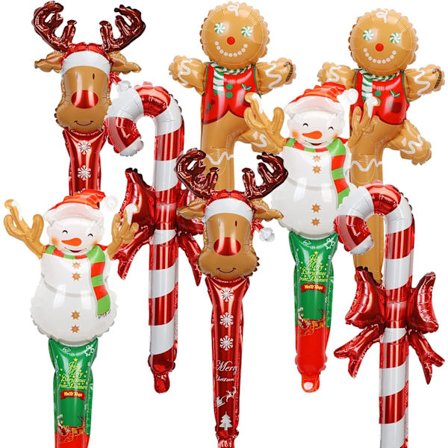 Oppustelig jule-håndholdt sticker, oppustelig slikstok, sød snemand elgform, 10 stk., tilfældig levering