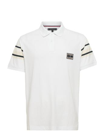 Sleeve Horizontal Tape Reg Polo Polos Short-sleeved Hvid Tommy Hilfiger
