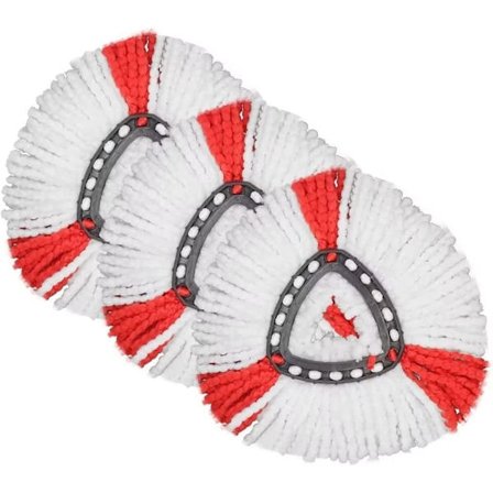Mophuvud 3-pack, återanvändbar för snurrmop Turbo-mop Triangelmop (röd)