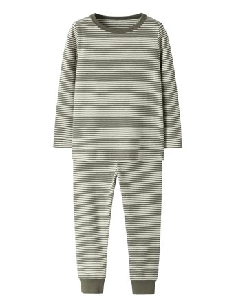 name it Nmnnightset Stripe Rib Noos - Khaki green - 98-104