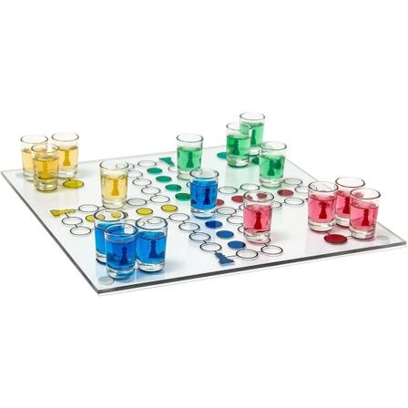 Drikkespill, selskapsspill for voksne, brettspill, 2 terninger og 16 små glass, interessante drikkespill, fargerike