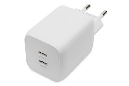 Digitus USB-C Mini charger. 2-Port. 65W 2x USB-C. 45W+20W. white