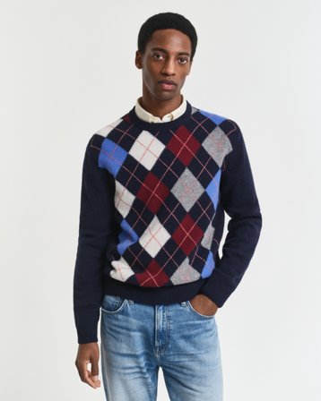 GANT Herren Argyle Rundhalspullover (L)