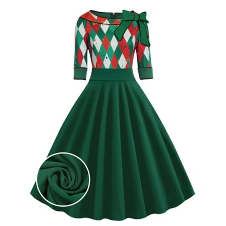 Kvinnors Vintage Julklänningar med Lång Ärm