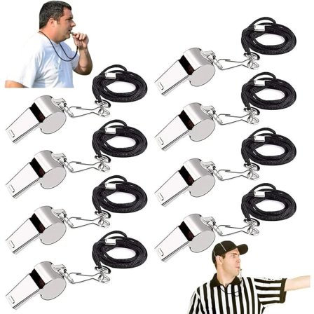 CDQ 8 fløjter i rustfrit stål, sportsfløjte med højlydt snor Sikkerhedsfløjte - Ideel til dommere Sport