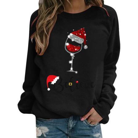 Jul Kvinnors Glas Lång Sömn T-shirt Tröja Casual Present