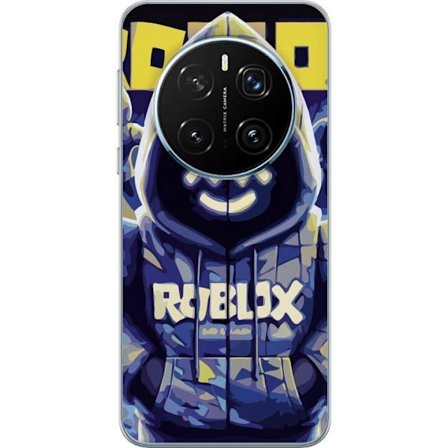 Kompatibel Mobilcover til Honor Honor Magic7 Pro Blågul Roblox hættetrøje-figur med minimalistisk neonstil og mesh-ansigt, moderne spilillustration