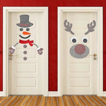 Jule Dørklistermærker, Jule Vindue Vægstikker, Lejlighedsdør Garage Dekorationer, Snemand Elg Juleklistermærker