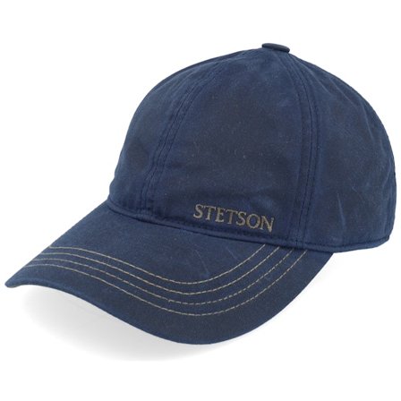 Stetson - Blå unconstructed Keps - Baseball Cap Waxed Cotton Wr Black Ocean Dad Cap @ Hatstore