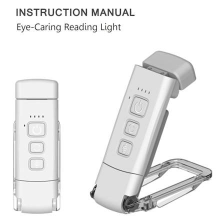 Boglampe til læsning i sengen – USB genopladelig clip-on bogmærkelampe med 3 farvetilstande (hvid)