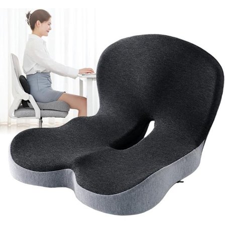 Ergonomisk setepute i memory foam, L-formet stolpute med korsryggstøtte og halebeinsbeskyttelse, for kontorstoler, bilkjøring og hjemmebruk